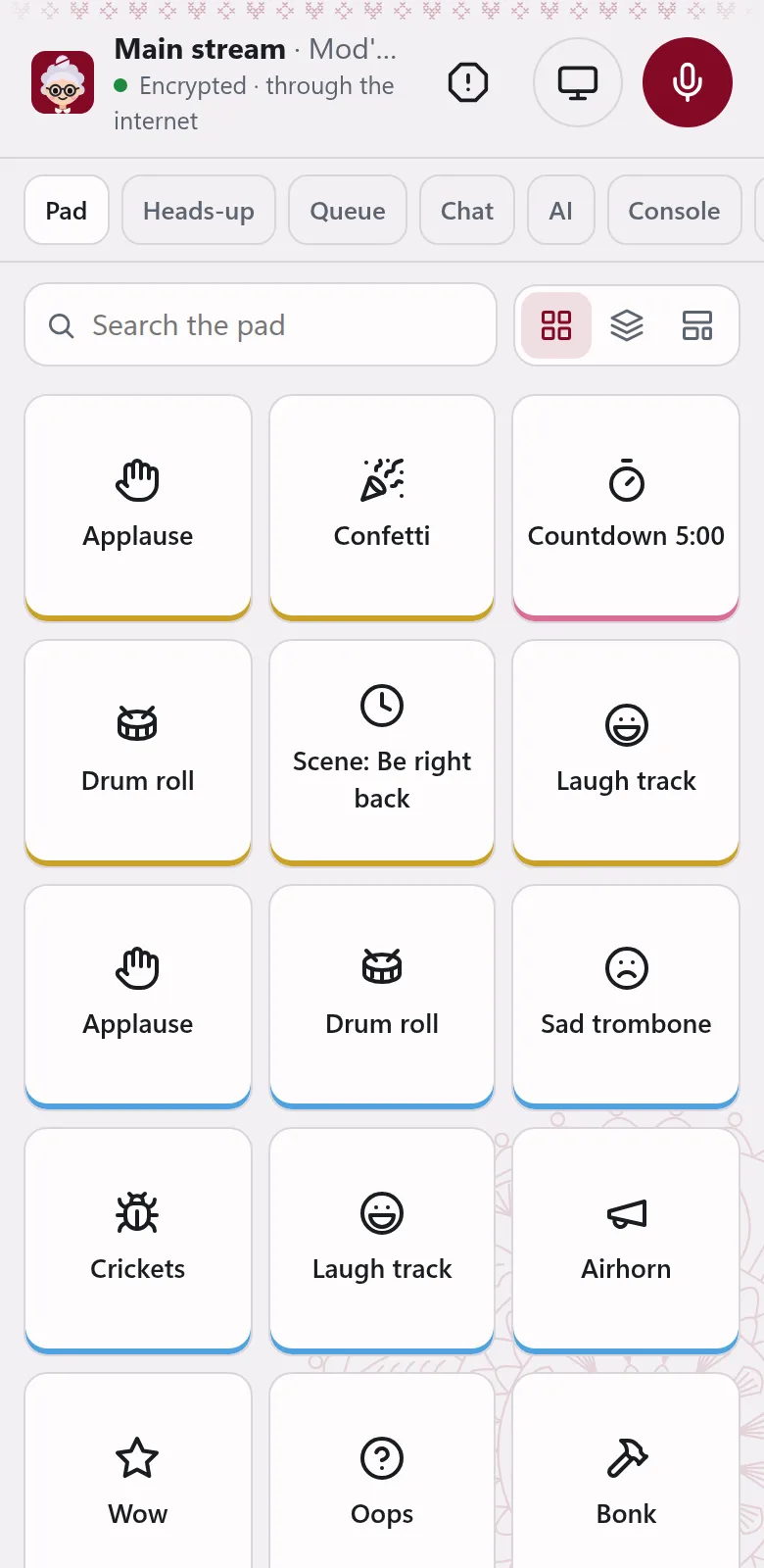 The same pad on a helper's phone.