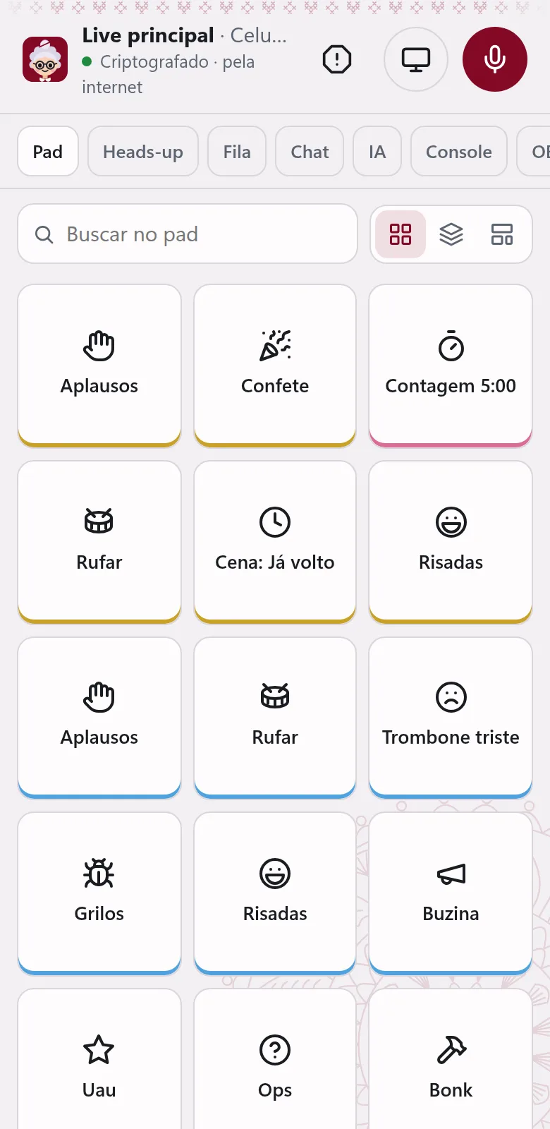O mesmo pad no celular de quem ajuda.